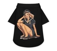 Pin-Up-Lady In Navy Uniform Cute Pet T-Shirts Dog Shirt Clothes Funny Beach Pullover Cat Sweatshirt For Small Pets M