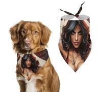 Pin Up Sexy Woman Poker Dice Funny Dog Bandanas Adjustable Pet Neckerchief Summer Triangle Scarf for Small Medium Large Pets