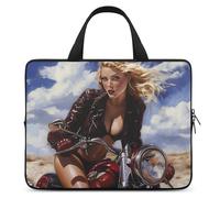 Pin Up Woman on Motorcycle Laptop Sleeve Bag with Handle 13inch