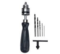 Pin Vise Hand Drill Manual,Hand Pin Vises Manual Craft Mini Twist Drill Bits Set with Chuck Key and 5pcs Drillbit for Plastic Wood Jewelry Resin Nut