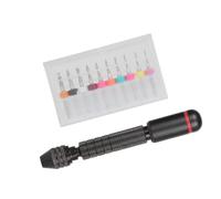Pin Vise Hand Drill Set with Steel Bits | Textured Aluminum Grip, Rotating Tail for 3D Printed Model Finishing, Hole Cleanup, Screw Refinement