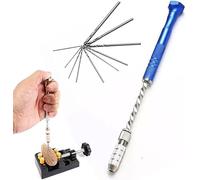 Pin Vise Hand Drills Bits Set Include Pin Vise and Semi-Automatic Spiral Rotary Tool with 0.5-3 mm Micro Twist Drill Bits (1pcs Hand Drill +10pcs 0.8-3 Mm Drill Bits)