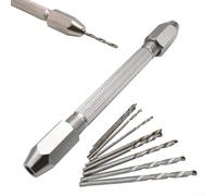 Pin Vise Tool with Dual Chucks 0.5mm to 3.2mm Clamping Range Plus 10 Precision Drill Bits for Jewelry Watch Repair and Craft Work