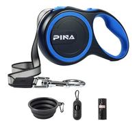 PINA Upgraded Retractable Dog Leash, 26ft Strong Anti-bite Nylon Tape for Small Medium Dogs up to 110 lbs，Heavy Duty Pet Walking Leash with Anti-Slip Handle,One Button Lock & Release Black Blue