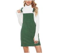 Pinafore Dresses for Women UK Corduroy Dungarees A-Line Cami Dresses with Pockets Strap Pinafore Overalls Dress for Daily Holiday Work Office Going Out Army Green