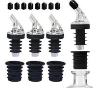 Pinafresa For Dispenser Compatible Olive Oil Pour Spout Set-Leak-Proof, Adaptable to Various Bottle Sizes 8 Black Lid Caps Included