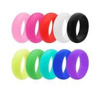 Pinannie 10 Pcs Silicone Rings Set Solid Colors Women Rubber Wedding Bands 8mm Wide 2mm Thick, Silicone, No Gemstone