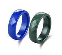 Pinannie 2 Pack 6mm-wide Faceted Ceramic Ring for Men Stylish and Hypoallergenic, Ceramic, No Gemstone