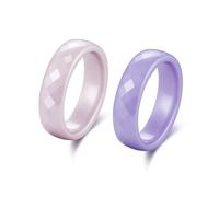 Pinannie 2 Pcs 6mm Ceramic Wedding Bands for Women, Pink and Purple Plain Minimalist Rings, Comfort Fit Scratch Resistant Hypoallergenic Non-Metal Jewelry, Gift for Her, Size 5-12, Ceramic