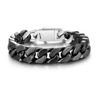 Pinannie Black and White 12mm Wide Ceramic Cuban Link Bracelet for Men Women Unisex Bold Thick Chain Hypoallergenic Scratch Resistant Jewelry Gift for Him and Her 7.0-9.0 Inches, 9.05", Ceramic