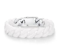 Pinannie Ceramic Cuban Link Bracelet for Men and Women - Black and White High-Gloss Chain, Hypoallergenic Scratch-Resistant Fashion Bracelet, Modern Jewelry Gift for Him & Her, 7.48", Ceramic, no