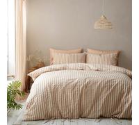 Pineapple Elephant Zanzibar Woven Stripe Double Duvet Cover Set with Pillowcases Clay