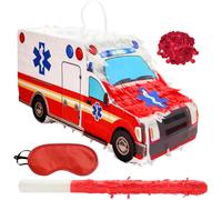 Piñata 3D Truck Piñata Theme Decoration with a Blindfold and Bat,Perfect for Ambulance Holiday Birthday Decorations,Birthday Party Supplies(15.4" Ambulance Truck)