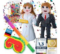 Pinata party decoration to fill with sweets for children's birthday, wedding and party celebrations (Bridal couple + staff & eye mask)