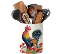 pinata Rooster Kitchen Decor Ceramic Utensil Holder, Cute Rooster Utensils Holder for Farmhouse Indoor Kitchen Decorations Rustic Farmhouse Decor (6.3 inch)