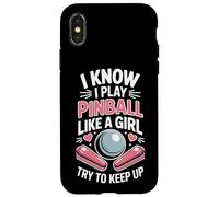 Pinball Like A Girl Try Keep Up Womens Arcade Player Case for iPhone X/XS