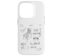 Pinball Machine Patent Blueprint Vintage Retro Drawing Case for iPhone 14 Pro