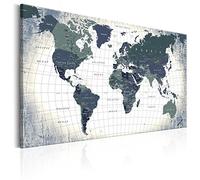 Pinboards, Canvas Prints, World Map 90x60 cm/36"x24" 1 piece | Cork Board On Non-Woven Material XXL Memoboard Noticeboard Message Board Image Picture Home Decor White Black
