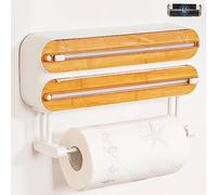 PINC® Aluminium Kitchen Foil Dispenser with Sharp Cutter, Magnetic Wall Kitchen Roll Holder, Foil Paper with Roll Holder + Film Roll