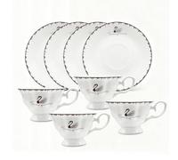 Pincary Ceramic TeaCups Set of 4 pcs - 7 oz White Bone China Style Cuptea | Elegant Ceramic Cup Set for Tea, Tea & Espresso | Microwave & Dishwasher Safe Set
