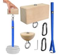 Pinch Grip Strength Trainer Set - Beech Wood Rectangle Block & Dual-Use Half Ball - with Extended Strap Loading System for Hand, Finger & Arm Wrestling Training