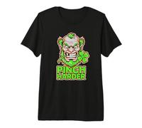 Pinch Harder Angry Leprechaun St Patricks Day Shamrock Funny Premium T-Shirt