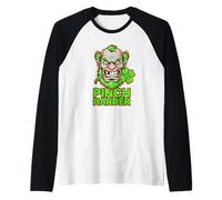 Pinch Harder Angry Leprechaun St Patricks Day Shamrock Funny Raglan Baseball Tee