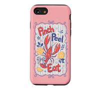 Pinch Peel Eat Crawfish Coquette Preppy Blue Stripe Bow Case for iPhone SE (2020) / 7/8