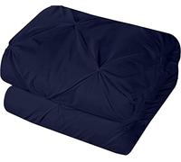 Pinch Pleat PinTuck 1 Piece Duvet Cover - 100% Egyptian Cotton Quilt Covers Bedding, 300 Thread Count Diamond Bedding with Zipper Closure Hotel Quality - Navy Blue Solid, Double Size.