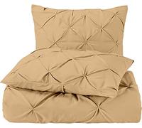 Pinch Pleat PinTuck 3 Piece Duvet Cover Set - 100% Egyptian Cotton Quilt Covers Bedding, 300 Thread Count Diamond Bedding Set with Zipper Closure Hotel Quality - Taupe Solid, Emperor Size.