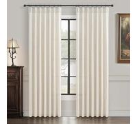 Pinch Pleat Thick Linen Viral Curtains 84 Inch Length 2 Panels Set for Living Room,Cream Beige Neutral Pleated Semi Sheer Curtain Light Filtering Privacy Let Light in Bedroom Window Drapes 40" Wx84 L