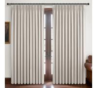 Pinch Pleated Blackout Curtains 70 Inches Wide for Living Room, Room Darkening Linen Blend Tan Viral Large Window Curtains for Bedroom Thermal Soundproof Natural Drapes 70"W x 96"L x 2Panels