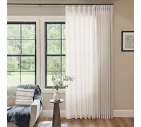 Pinch Pleated Linen 102 Inch Curtains 72 Inch Width for Living Room Divider Light Filtering Semi Sheer Cream Extra Wide Patio Curtains for Sliding Door Balcony Floor to Ceiling Picture Window 72x102