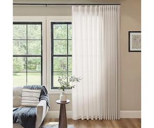 Pinch Pleated Linen 102 Inch Curtains 72 Inch Width for Living Room Divider Light Filtering Semi Sheer Cream Extra Wide Patio Curtains for Sliding Door Balcony Floor to Ceiling Picture Window 72x102