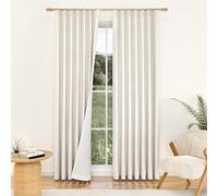 Pinch Pleated Linen Blackout Curtains - 100% Black Out Curtain for Bedroom Living Room, Thermal Insulated Pinch Pleat Double Layer Room Darkening Drapes with Hooks, Natural, 2 Panels, 40”W x 112” L