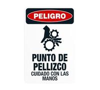 Pinch Point Watch Your Hands Spanish Metal Warning Sign with Easy Install for Indoor Outdoor Security, Business Office Home Garden Street Decor 20 x 30 cm