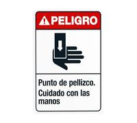 Pinch Point Watch Your Hands Spanish Metal Warning Signs with Easy Install for Indoor Outdoor Security, Business Office Home Garden Street Decor 20 x 30 cm