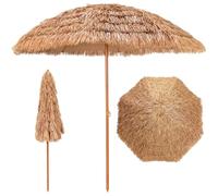 Pincho Straw Parasol Outdoor Terrace 200 cm, Hawaii Garden/Beach Parasol Fibreglass Ribs, Polyester Fabric + PP, Steel Tube Lacquered in Wood Colour
