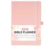 Pinchoco 2025 Christian Planner, Jan.2025 - Dec.2025, Bible Journal, 8.37" x 5.75", Leather Hardcover, Pen Holder, Pocket