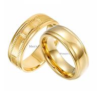 PINCHUAN 2PCS Matching Couple Rings for Women Promise Rings Wedding Bands Engagement Wedding Ring Sets for Him and Her Matching Couples Rings, Stainless Steel, No Gemstone