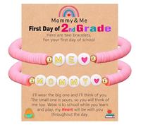 PINCHUAN First Day of School Kindergarte n 1st Grade 2nd Grade Pre-K Bracelet Gifts Mommy and Me Bracelets Back to School Matching Heart Bracelet Set for Daughter Back to School Gifts-PINK-2Grade