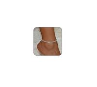 PINCHUAN Silver Anklets for Women Shiny Tennis Anklet Silver Adjustable Rhinestone Ankle Bracelets Waterproof Beach Anklets Bracelet for Women Foot Jewelry for Summer, adjustable, no gemstone