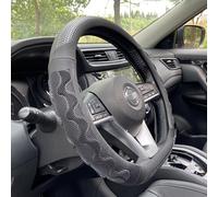 PINCTROT D Shaped 14.5-15 Inch Steering Wheel Cover Great Grip with 3D Honeycomb Anti-Slip Design, Flat Bottom 14.5-15 Inch (All Black)