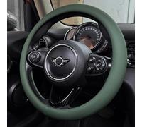 PINCTROT Large Size Nappa Leather Steering Wheel Cover, Slim Fit No Bulk Design, One Piece Leather with Breathable Perforation, Fit Like Gloves, 15.5-15.75 Inch(Nappa Green)