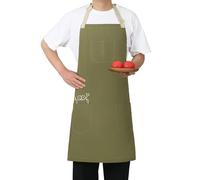 Pincy Soft Cotton Apron - Unisex Adjustable Bib Apron, Art Apron with Embroidered, Great for Florist and Kitchen (Olive)