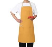 Pincy Soft Cotton Apron - Unisex Adjustable Bib Apron, Art Apron with Embroidered, Great for Florist and Kitchen (Yellow)