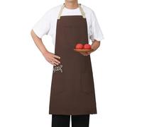Pincy Soft Cotton Apron - Unisex Adjustable Bib Apron, Art Apron with Embroidered, Great for Florist and Kitchen (Coffee)