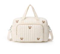 PinDaito Large Hospital Maternity Bag, Stroller Bag, Newborn Changing, Multipurpose Mummy Bag, Cotton Shoulder with Embroidery, Hospital Birth, Stroller, Travel and Diaper Changing, 35x10x29 cm