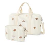 PinDaito Large Mum Hospital Childbirth Bag, Stroller Bag Set of 2, Newborn Changing Bag, Multi-purpose Mommy Bag, Cotton Shoulder with Embroidery, Hospital Birth, Stroller, Travel and Changing Nappies