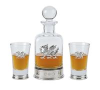 Pinder Bros Ltd Pewter Based Welsh Dragon 3 PCE Mini Decanter Set